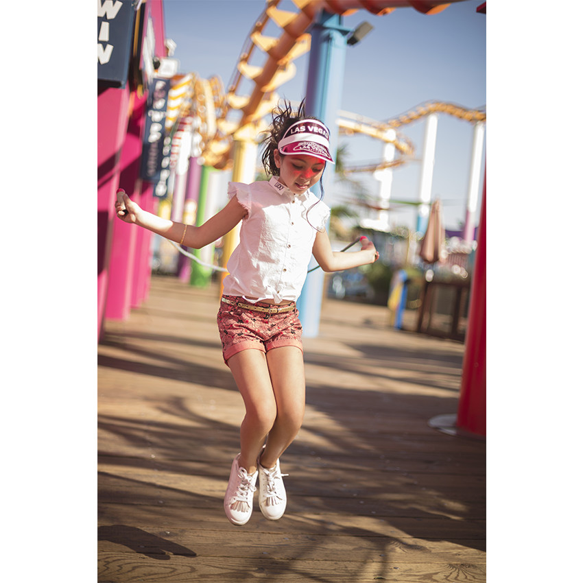 Baskets basses à lacets avec paillettes et franges rose gold du 28 au 35 