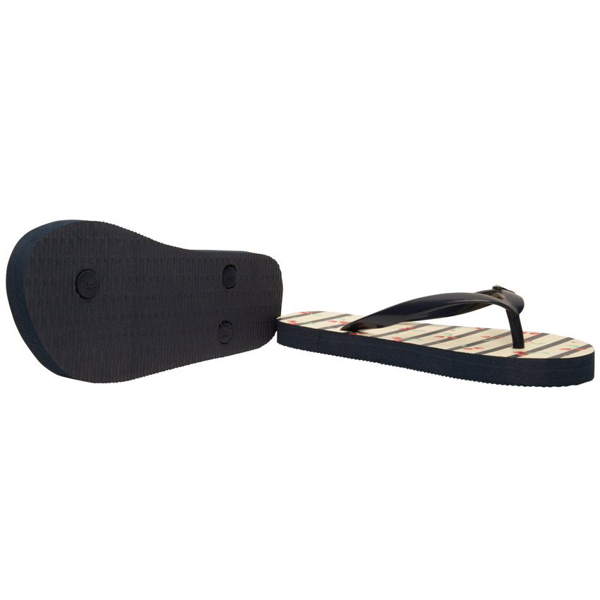 Tongs rayées à imprimé et badge cerises pour fille avec lanière selon l'âge 