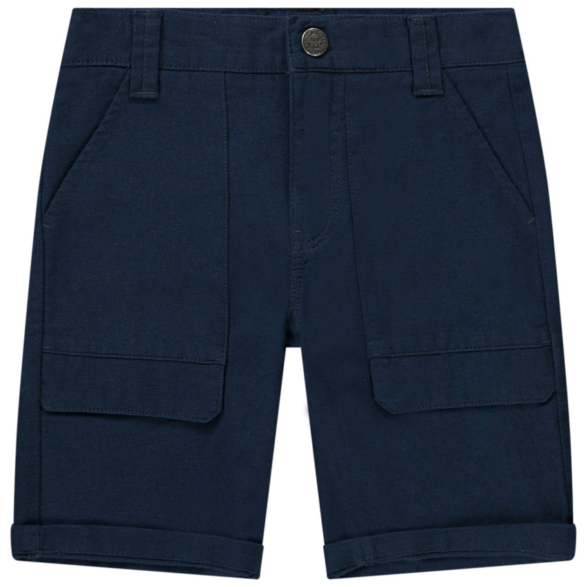 Bermuda en coton uni avec empiècements volets pour garçon 