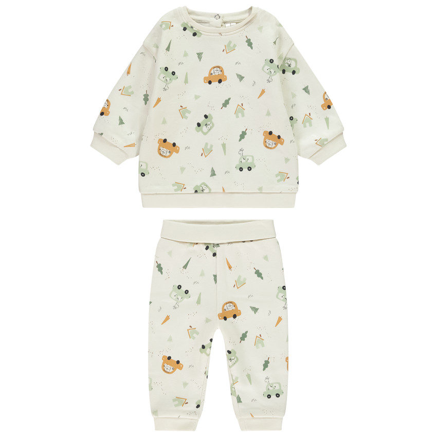 Joggingbroek en sweatshirt met auto-print voor baby jongen 