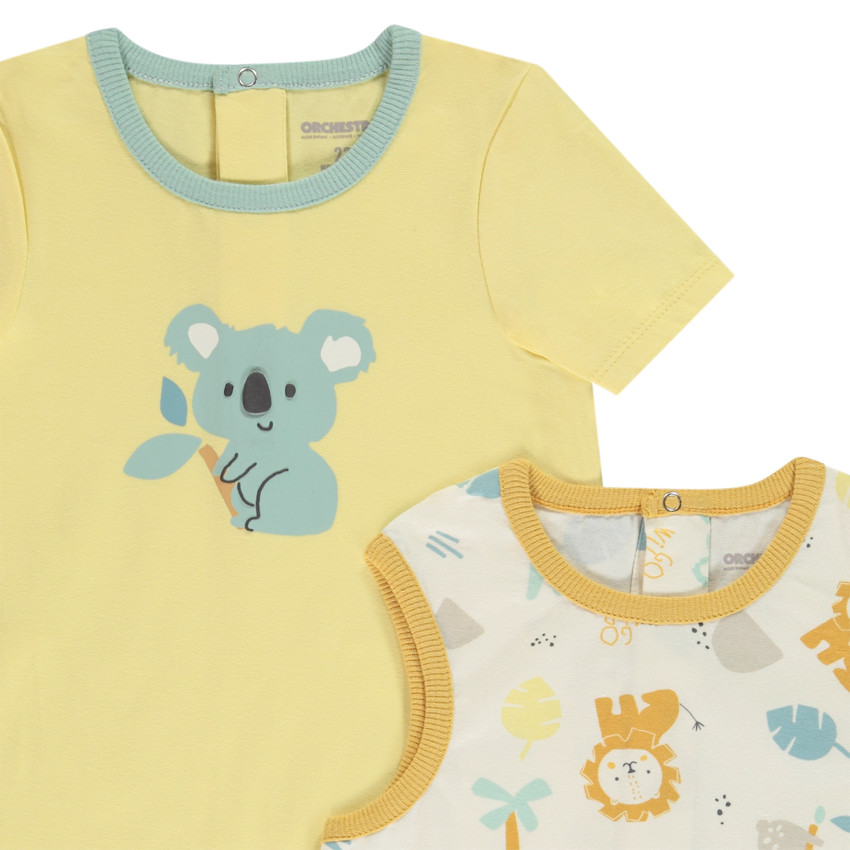 Set van 4 korte fantasie jumpsuits in jersey voor baby jongen 