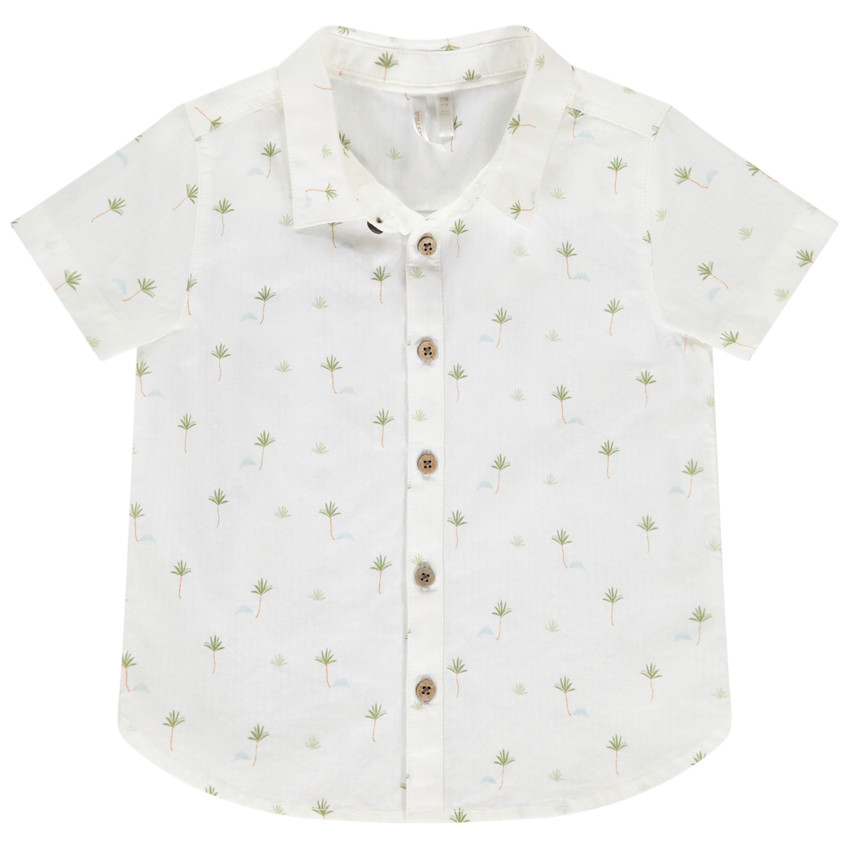 Korte mouwen blouse in voile met print voor baby jongen 