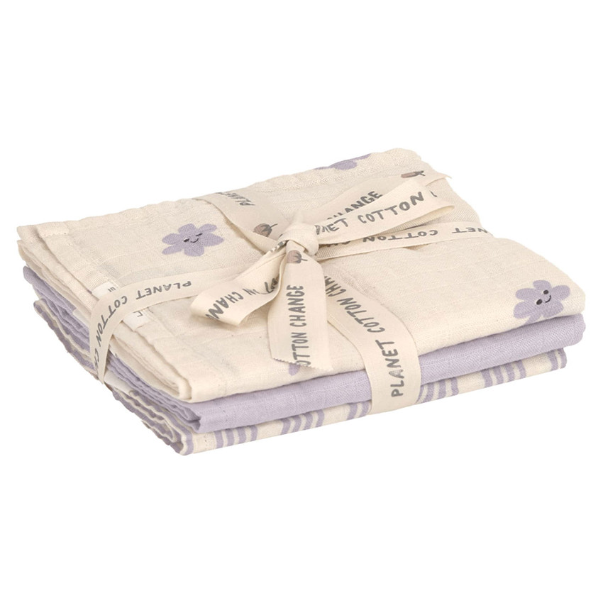 Lot de 3 langes Tétra 60x60 M Tiny Team Pastel Lilac 