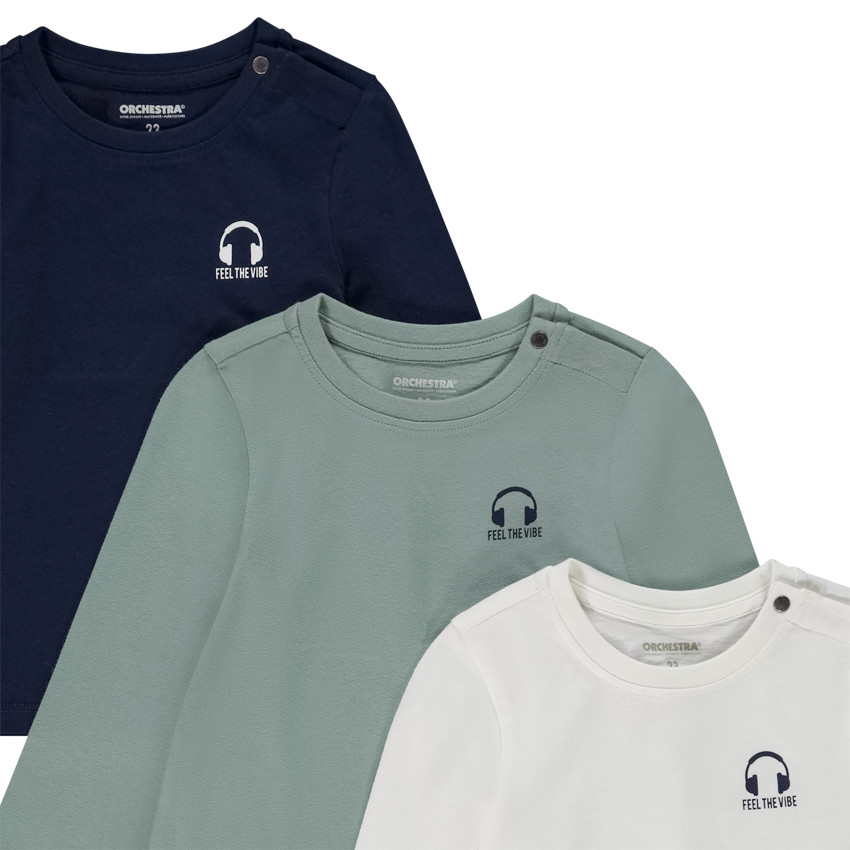 Set van 3 t-shirts met lange mouwen en print voor baby jongens 