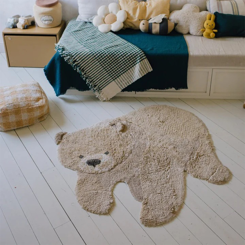 Tapis coton lavable 120x122cm Animal Ours 