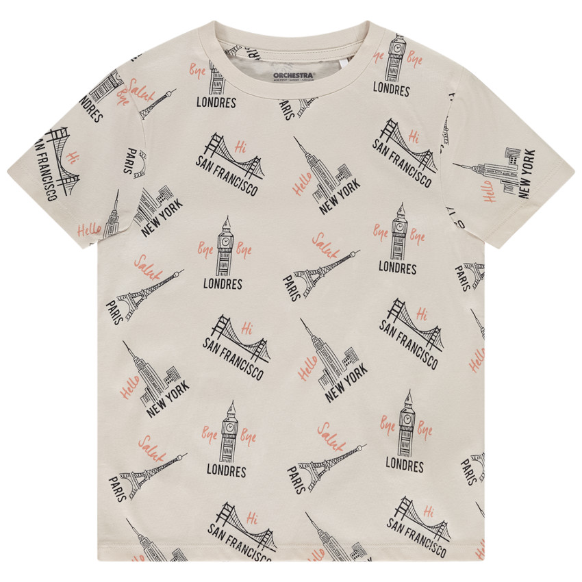 T-shirt manches courtes imprimé capitales pour garçon 