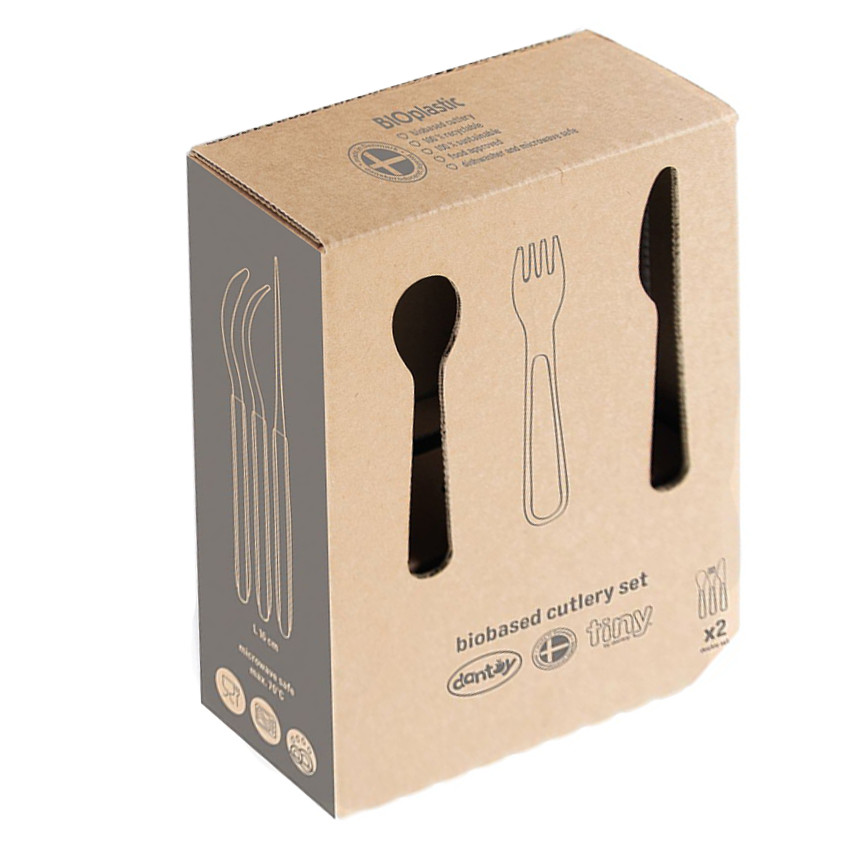 Set de 6 couverts Tiny Bioplastique – Moka/Olive 