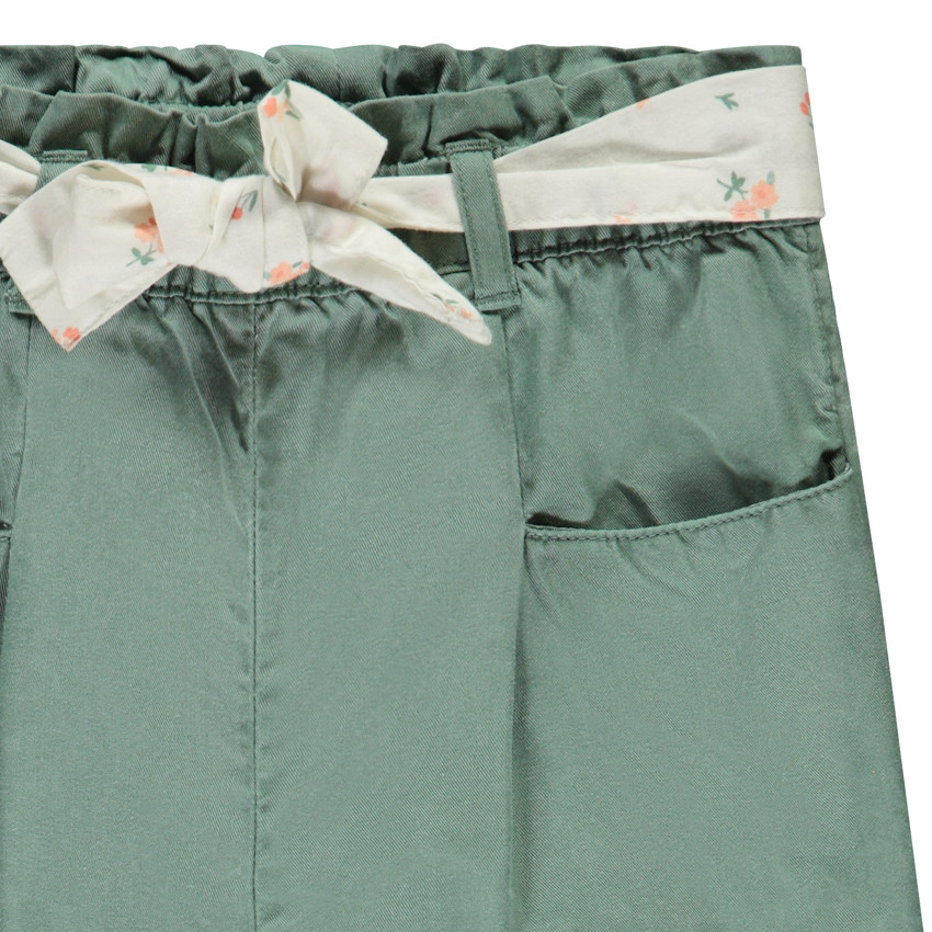 Bovenste broek van stof met strikceintuur voor meisjes 