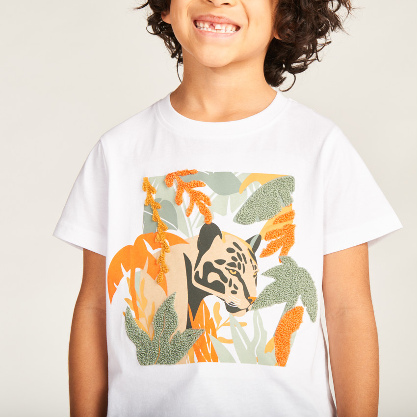 T-shirt manches courtes print fantaisie avec patch bouclettes garçon 