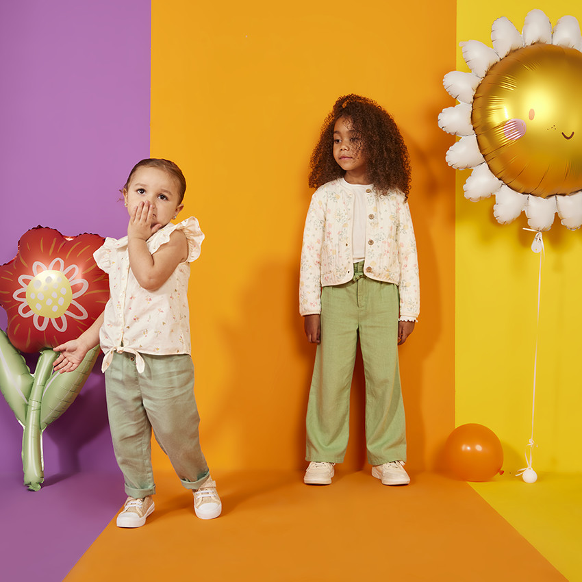 Blouse met korte mouwen met bloemenprint voor babymeisje 