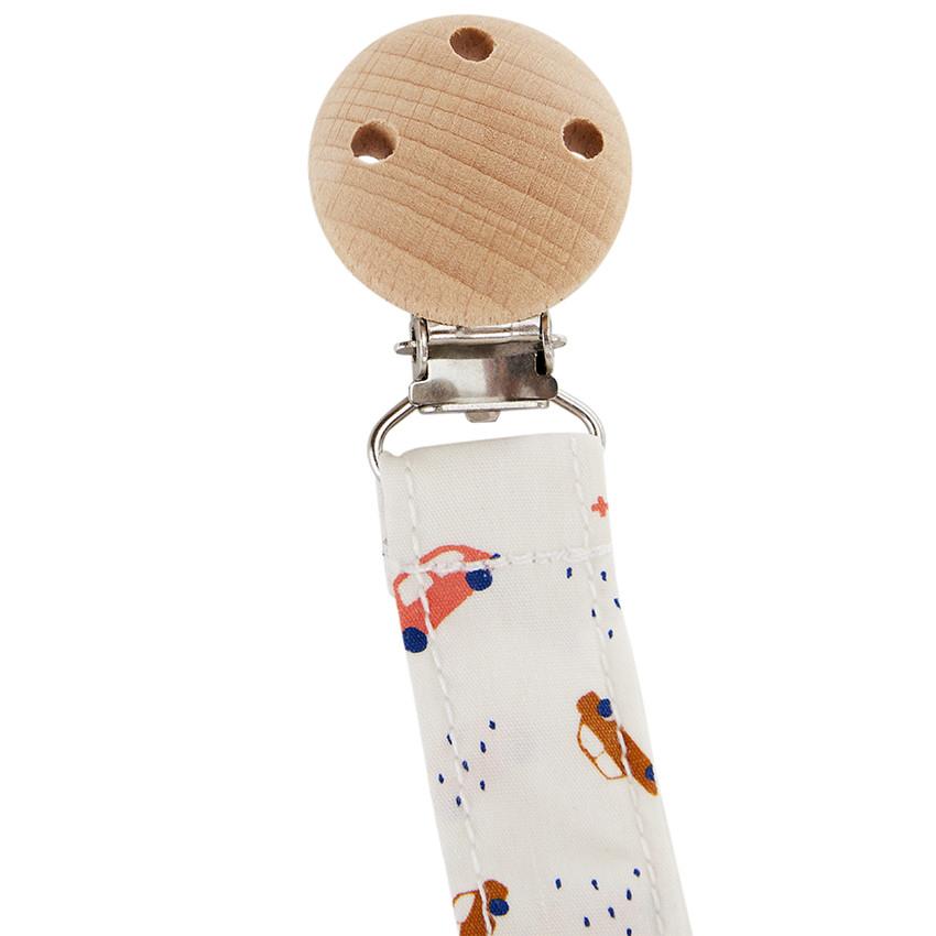 Attache-sucette à clip en bois Voitures 