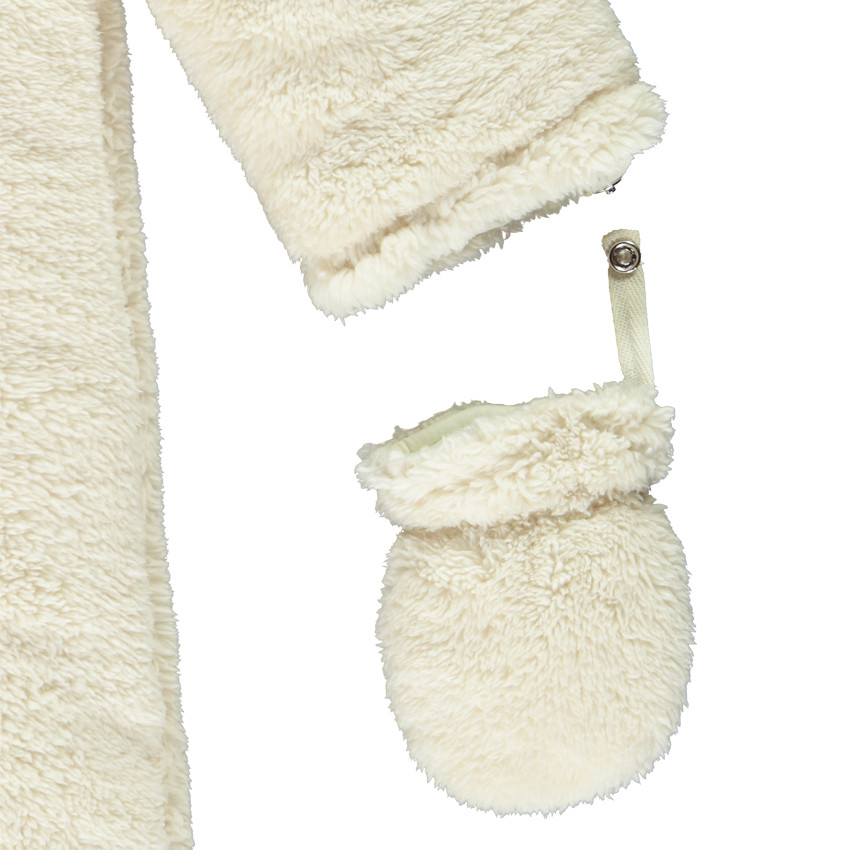 Sherpa pilotenoverall voor baby met teddybeer capuchon en afwerkingen volgens leeftijd 