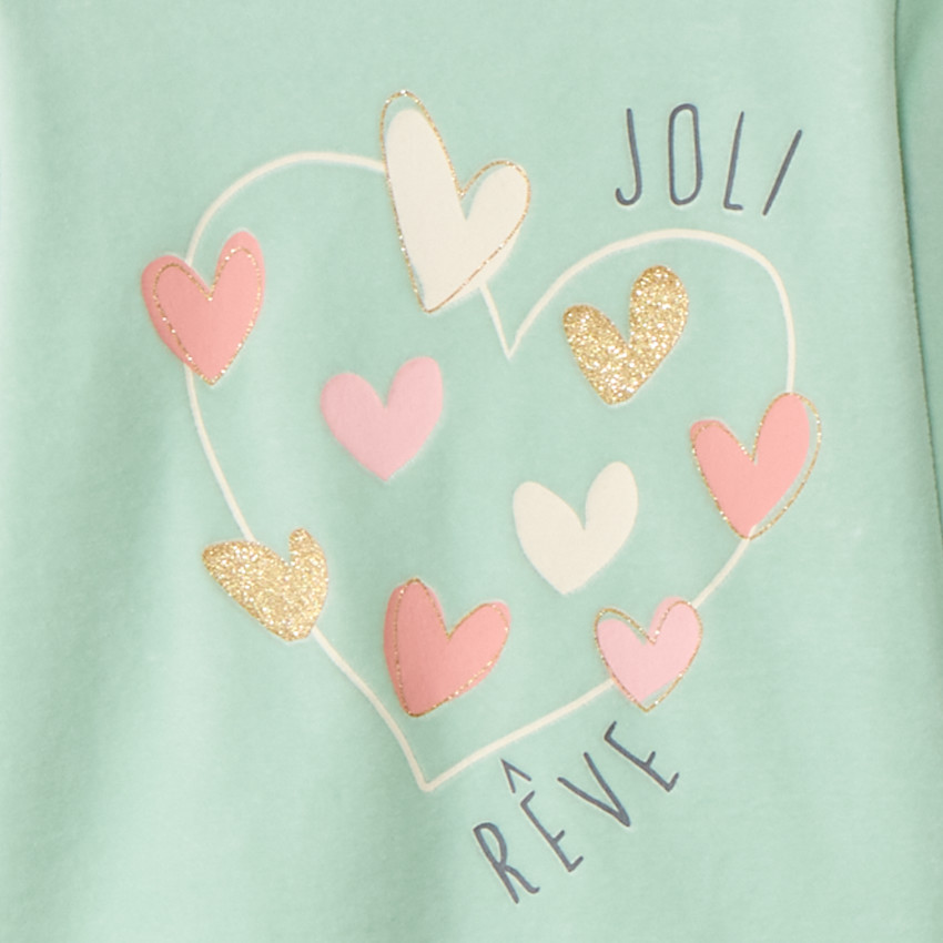 Set pyjama 2 pièces en velours cœurs fantaisies fille 