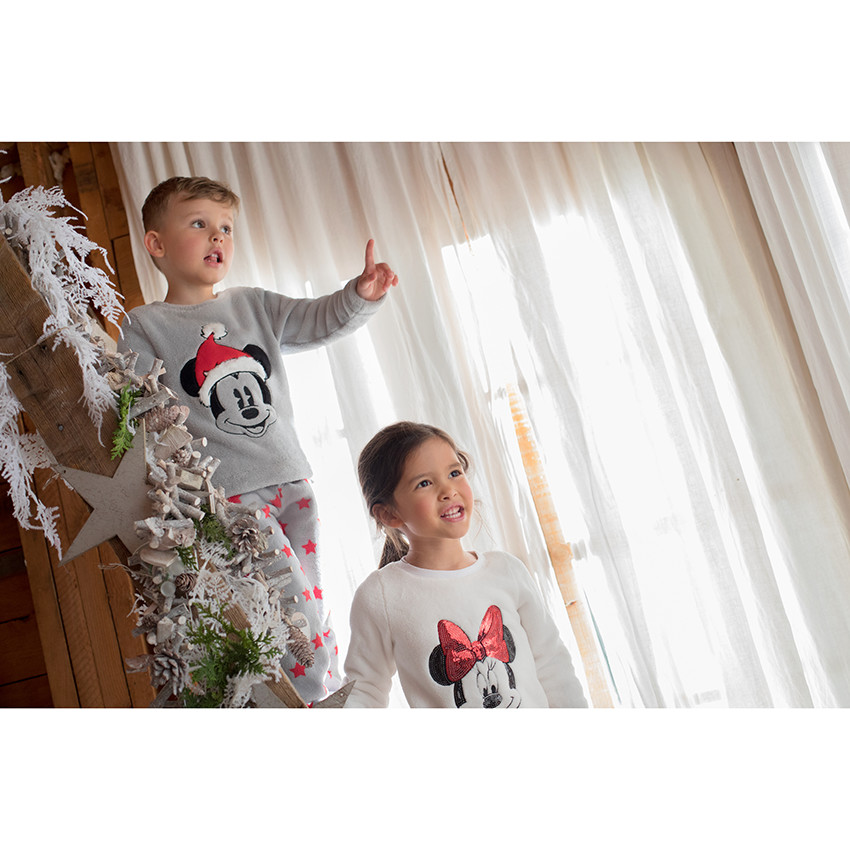 Pyjama en sherpa bicolore avec Minnie Disney en sequins 