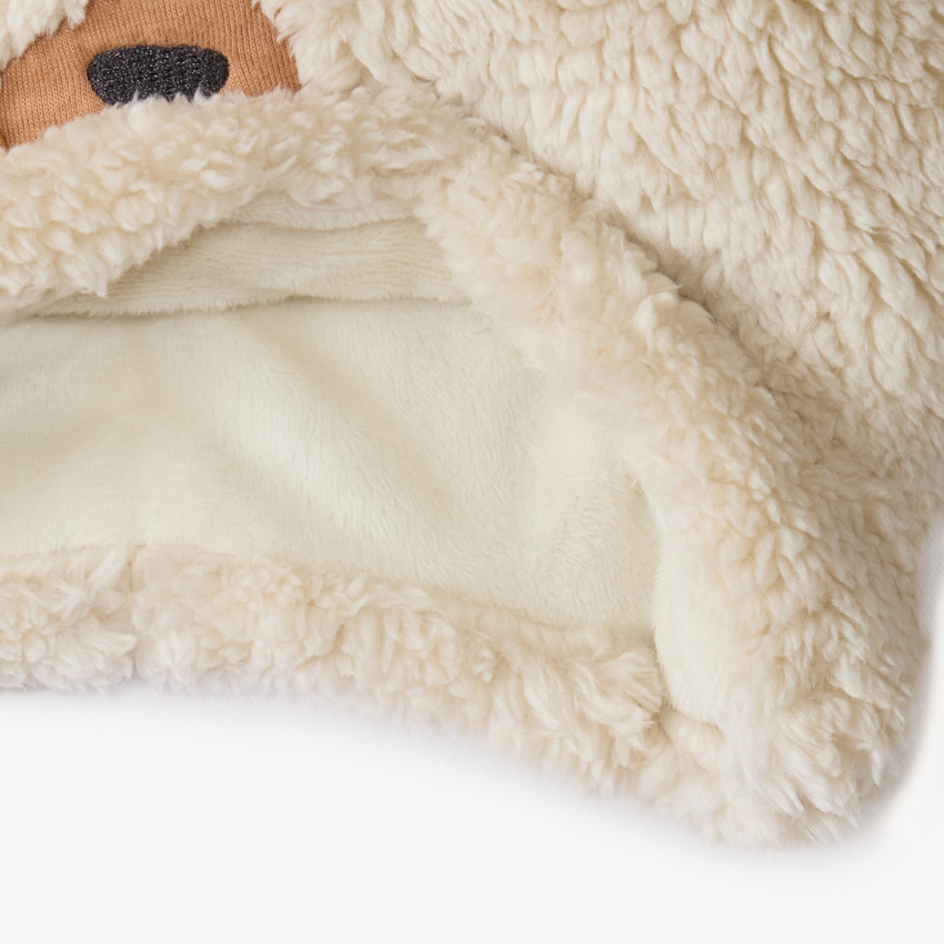 Bonnet ludique ourson en sherpa moutonné pour bébé 
