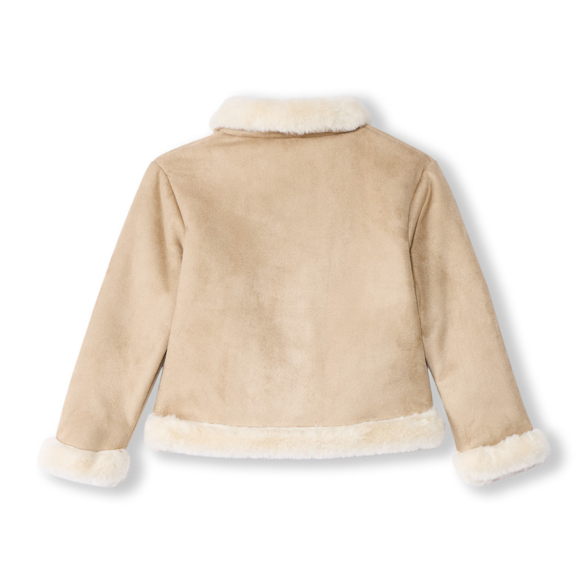 Veste en suédine contrecollée fausse fourrure pour fille 