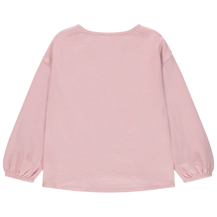 Sweat rose à inscription en sequins dorés et manches ballon 