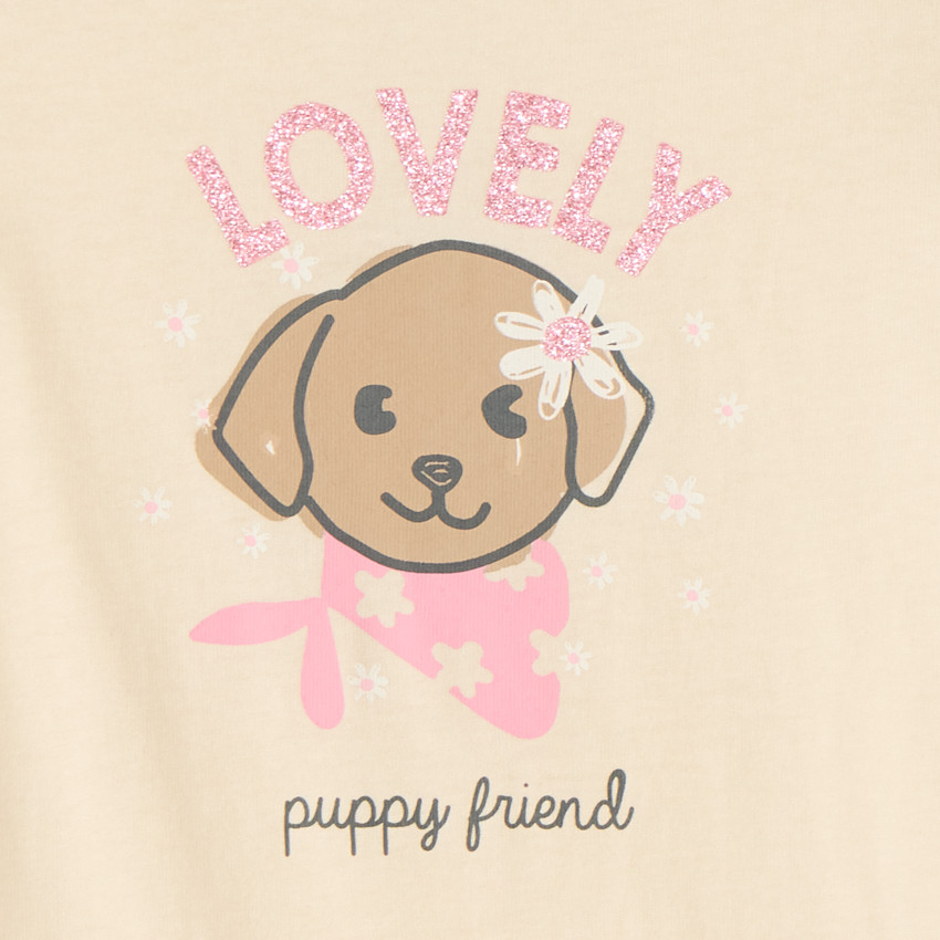 T-shirt manches courtes print pailleté fantaisie pour bébé fille 