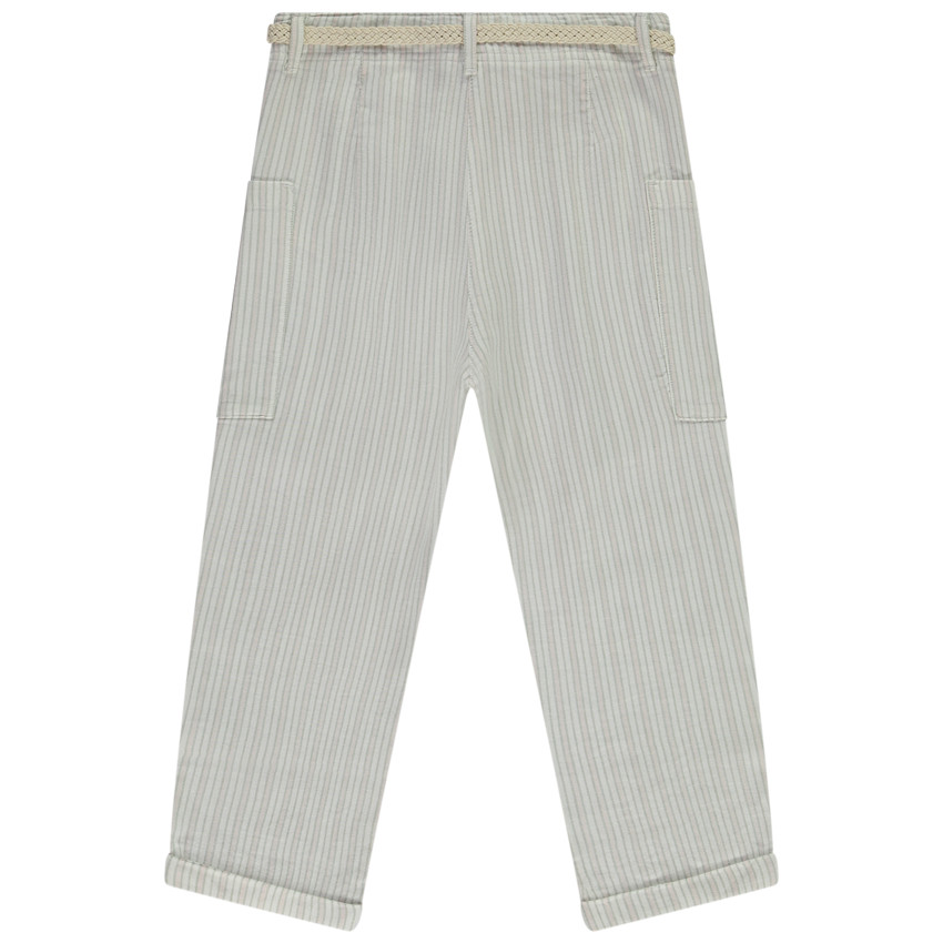 Gestreepte broek met zakken + gevlochten riem voor meisjes 