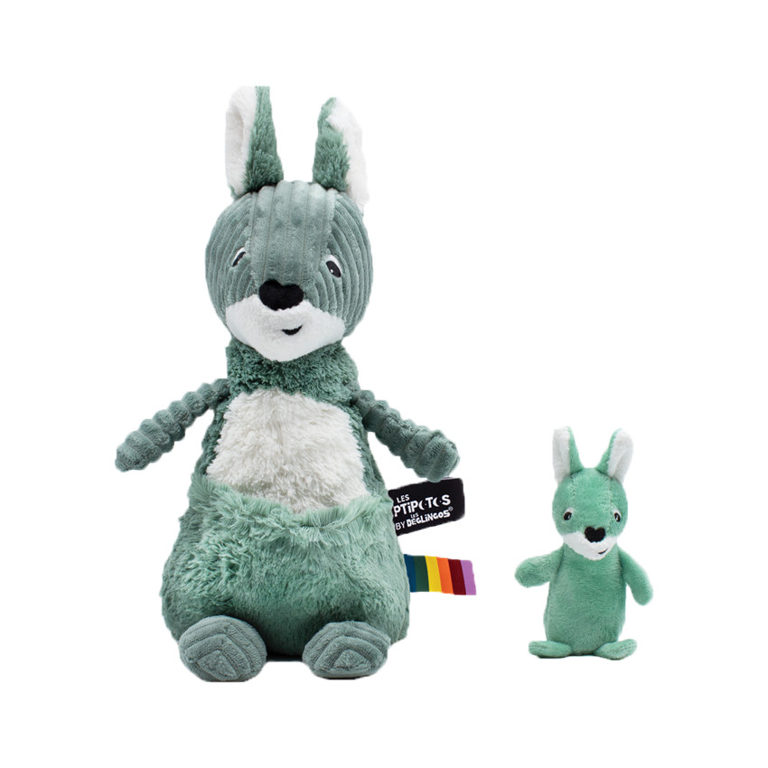 Peluche Ptipotos - Kangourou vert maman/bébé 