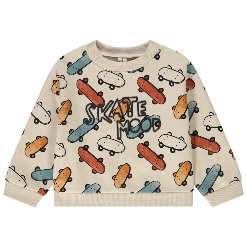 Sweatshirt oversize met skates print voor baby jongen 