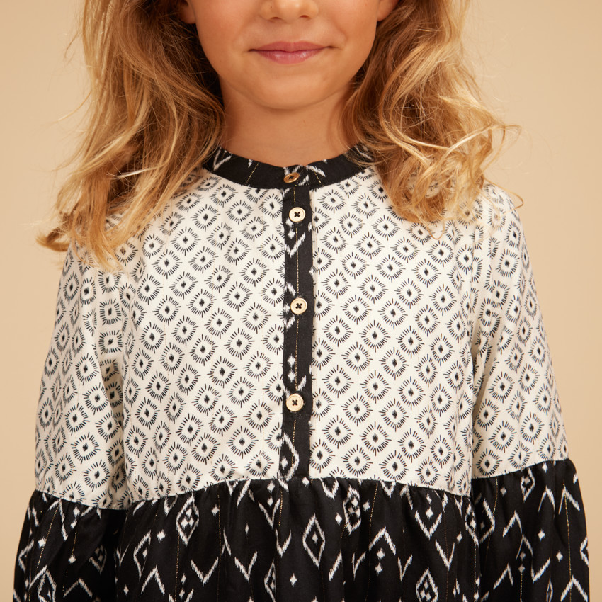 Lange mouwen jurk met ikat print voor meisjes 