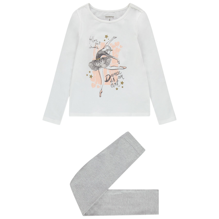 Pyjama en jersey print danseuse pour enfant fille 