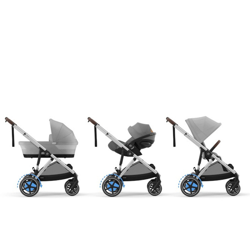 Poussette double avec panier Gazelle S silver/stone grey 