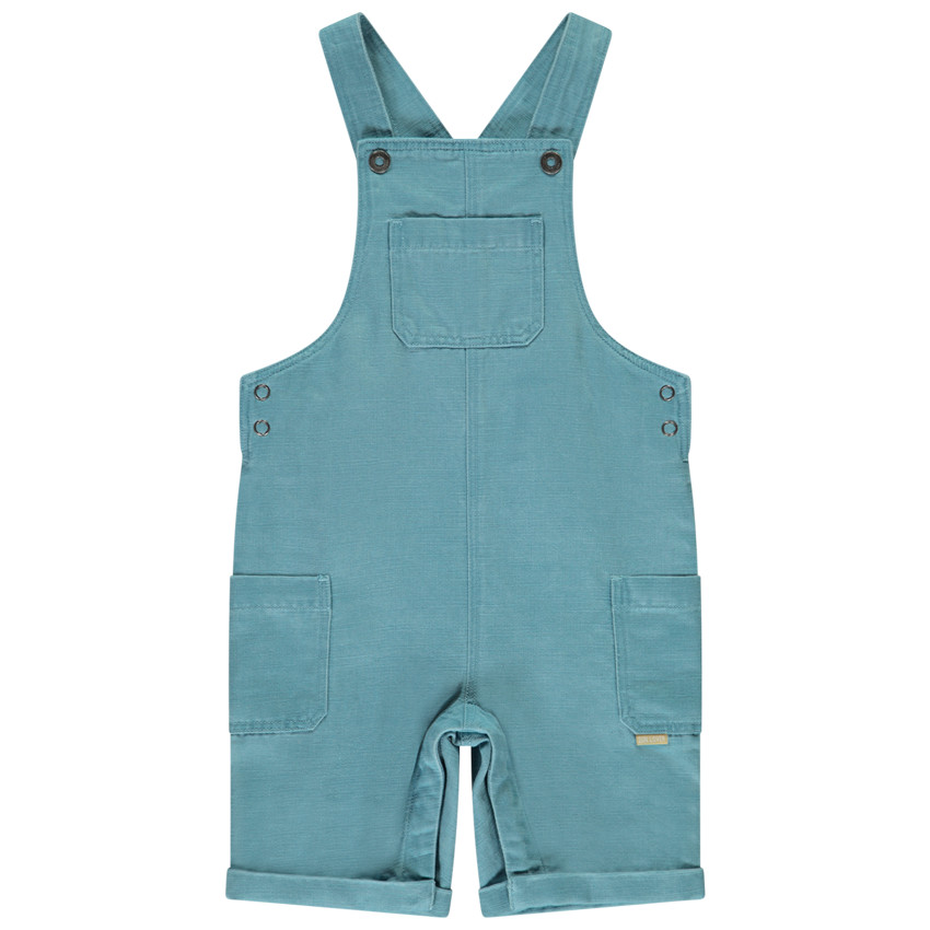 Salopette courte en toile slub uni pour bébé garçon 