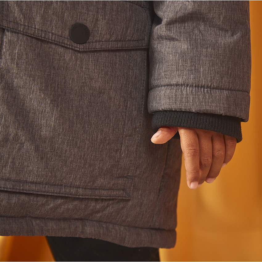 Parka voor extreme kou waterafstotend met kap in polyamide voor jongens 