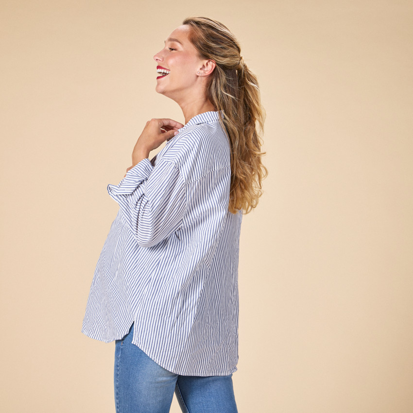 Chemise manches longues rayée pour femme 