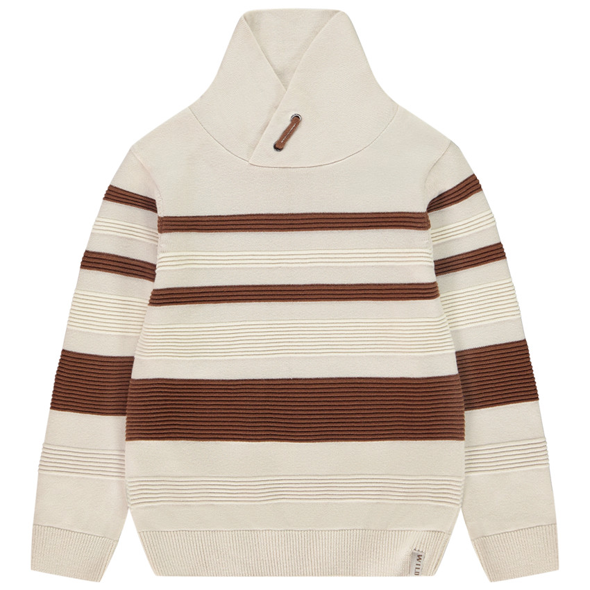 Pull manches longues à rayures placées et col croisé pour garçon  