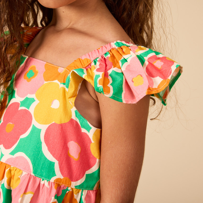 Korte mouwen jurk met bloemenprint voor meisjes 