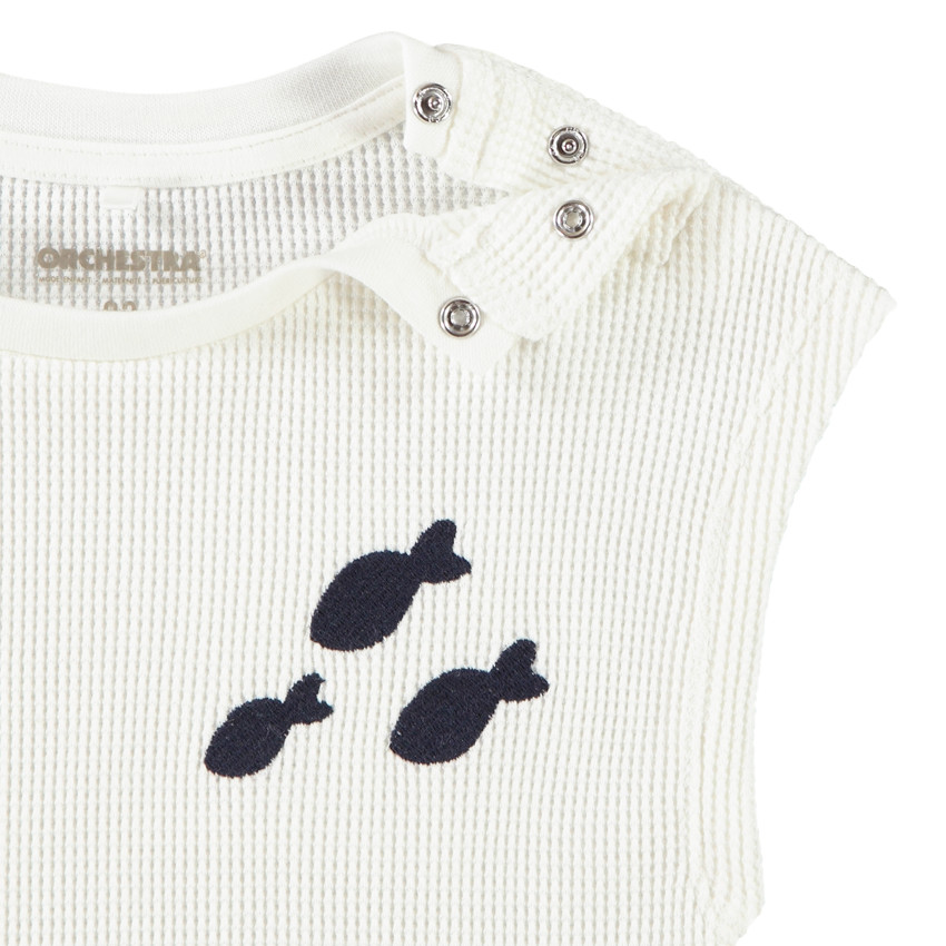 Débardeur effet loose en nid d'abeille brodé pour bébé garçon 