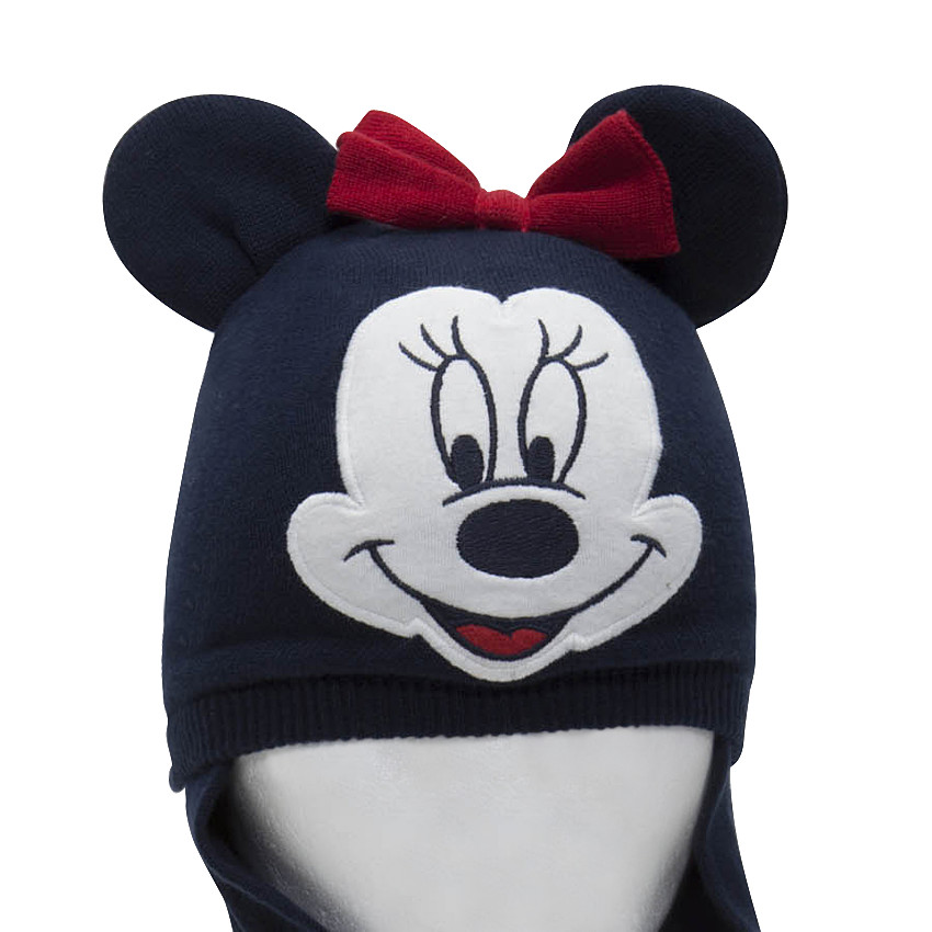 Bonnet snood en tricot et micropolaire Minnie avec oreilles en relief 