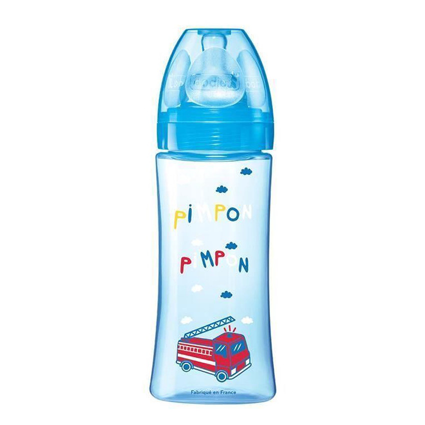 Biberon anti-colique 330ml Initiation+ débit 3 +6mois - Bleu Pompier 