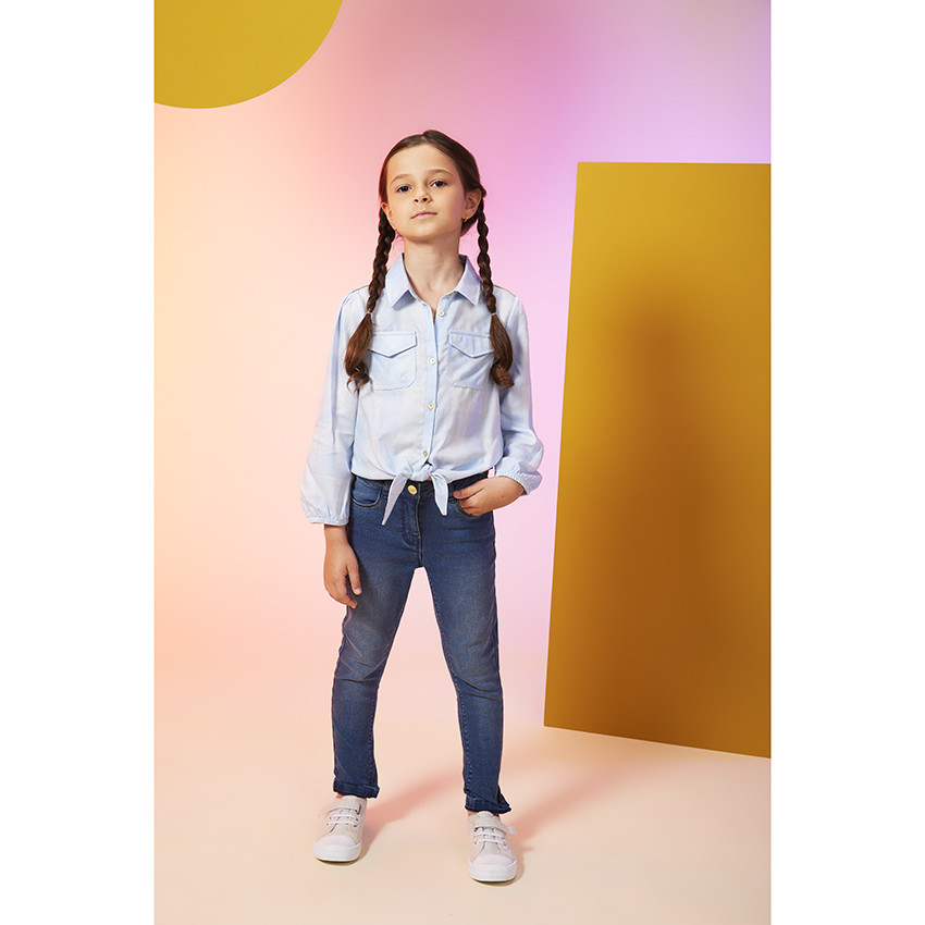 Chemise manches longues à carreaux en lyocell pour fille 