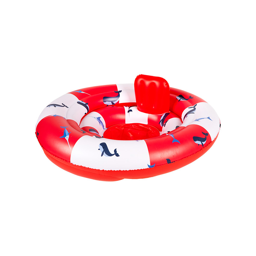 Bouée de baignade gonflable avec siège rouge imprimé baleine  