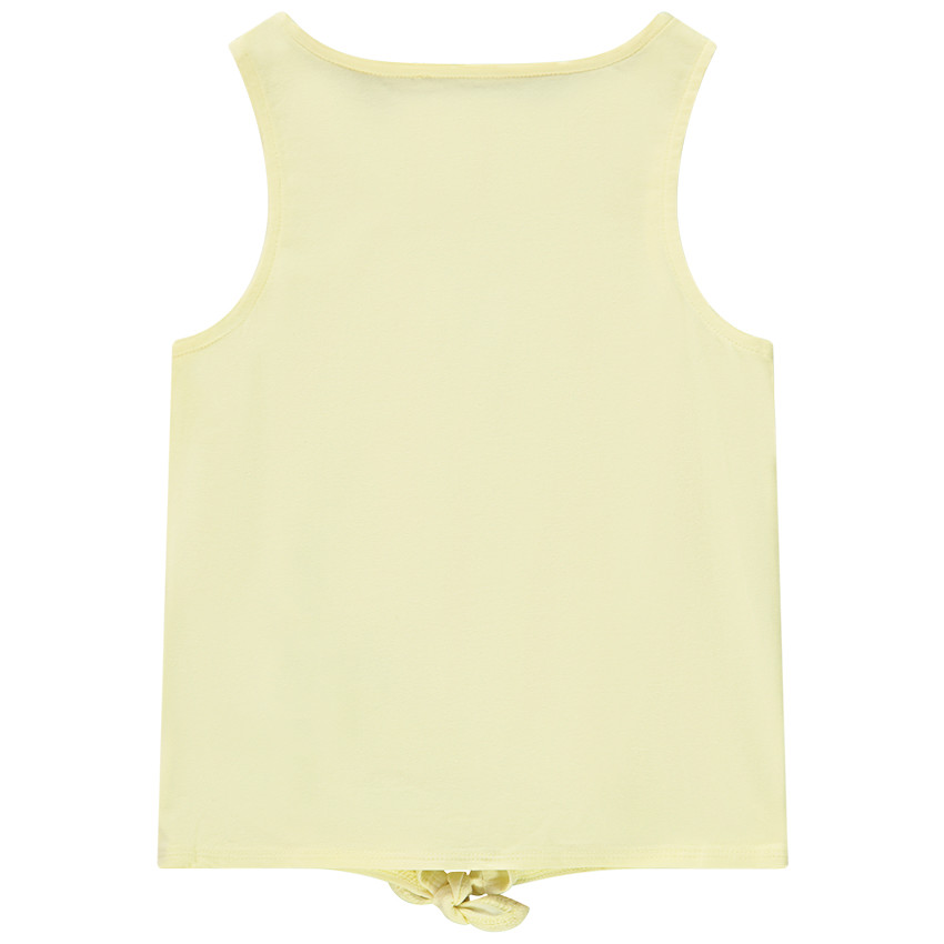 Mouwloos top met fantasieprint en gebreide bloem voor meisjes 