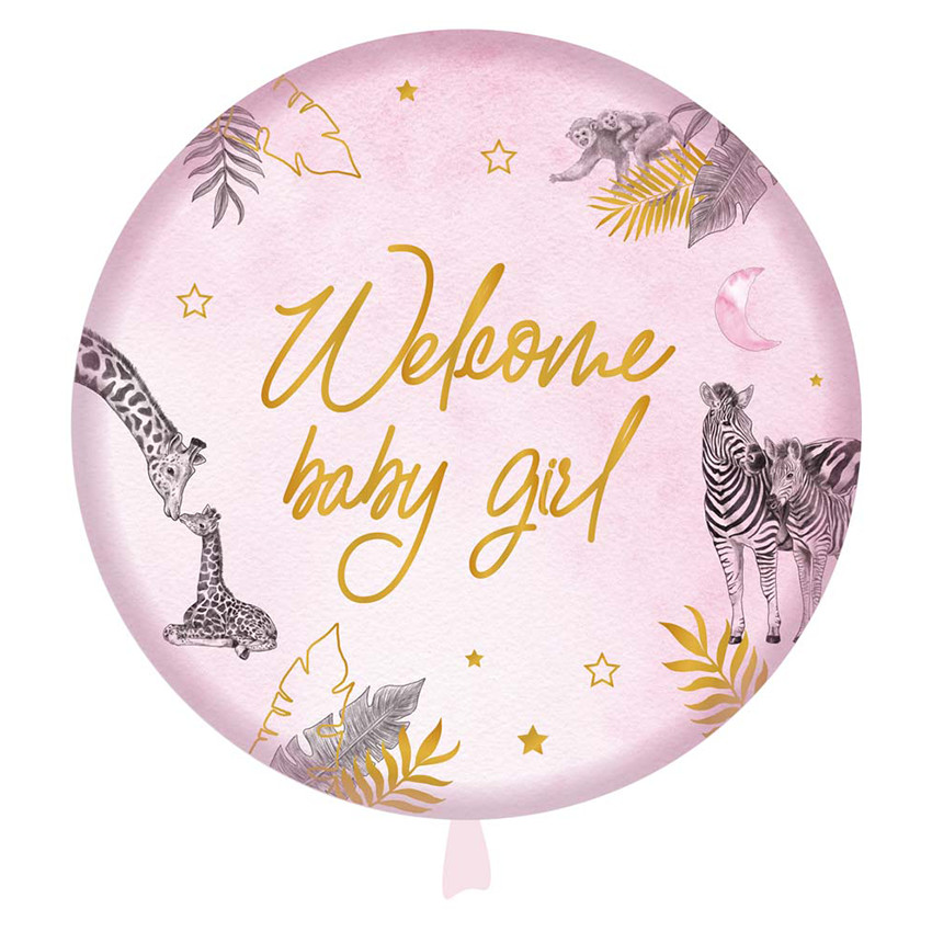 Ballon Aluminium Baby Safari "Welcome Baby Girl" 45cm 