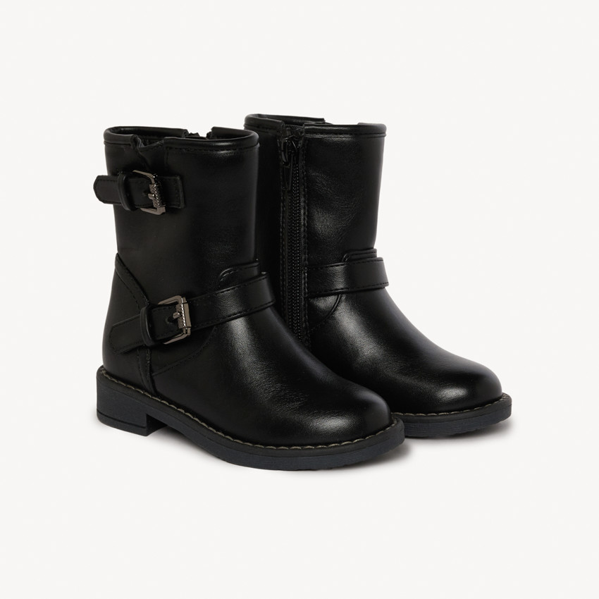 Bottines zippées à boucles en simili cuir pour fille 