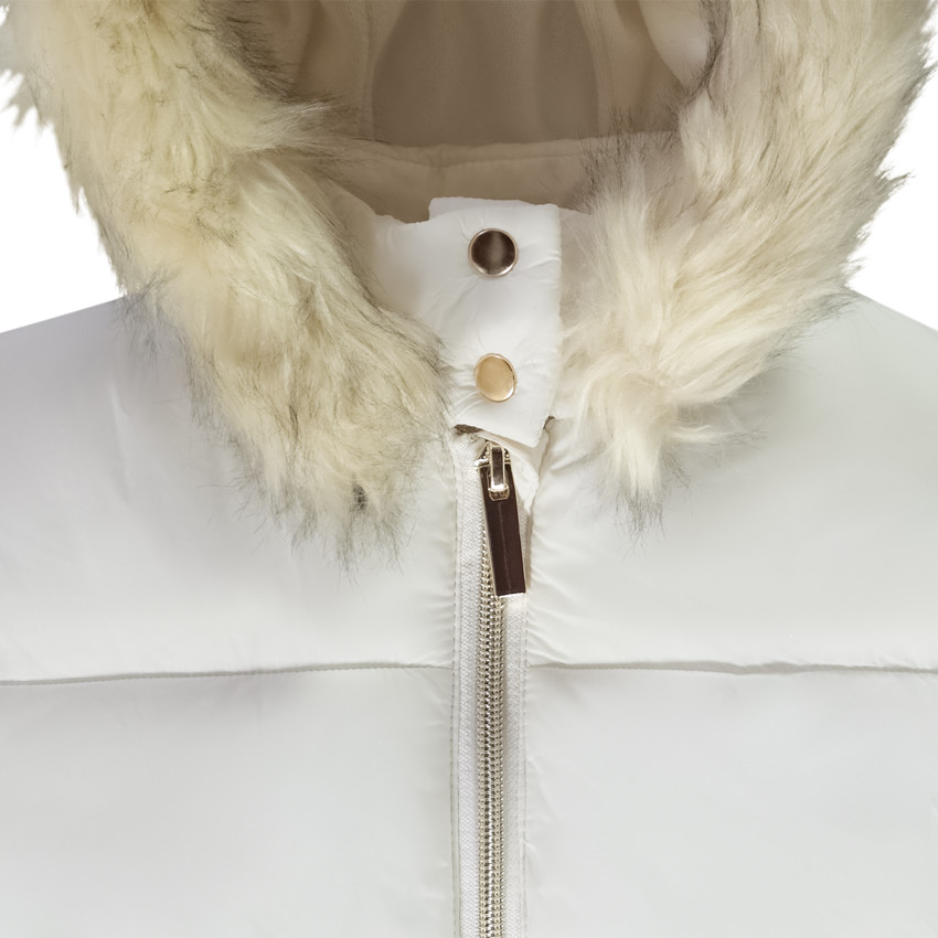 Lange donsjas met kap van stof voor meisjes 