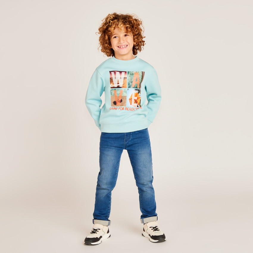 Piqué sweatshirt met fantasieprint voor jongens 
