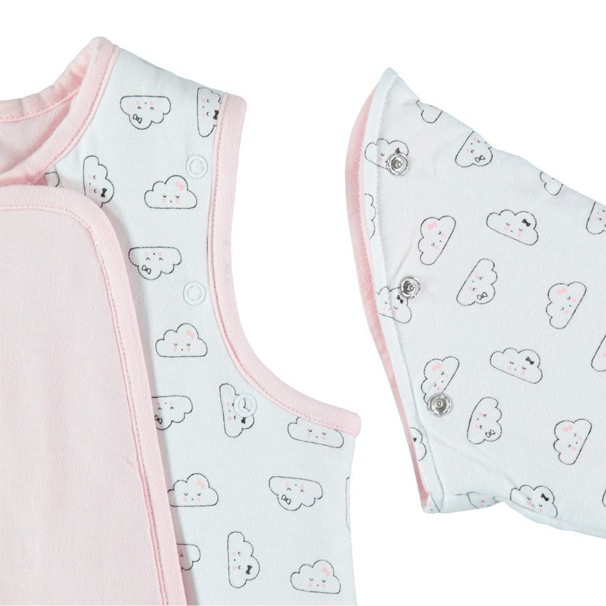 Turbulette en coton bio motif nuages à manches amovibles 