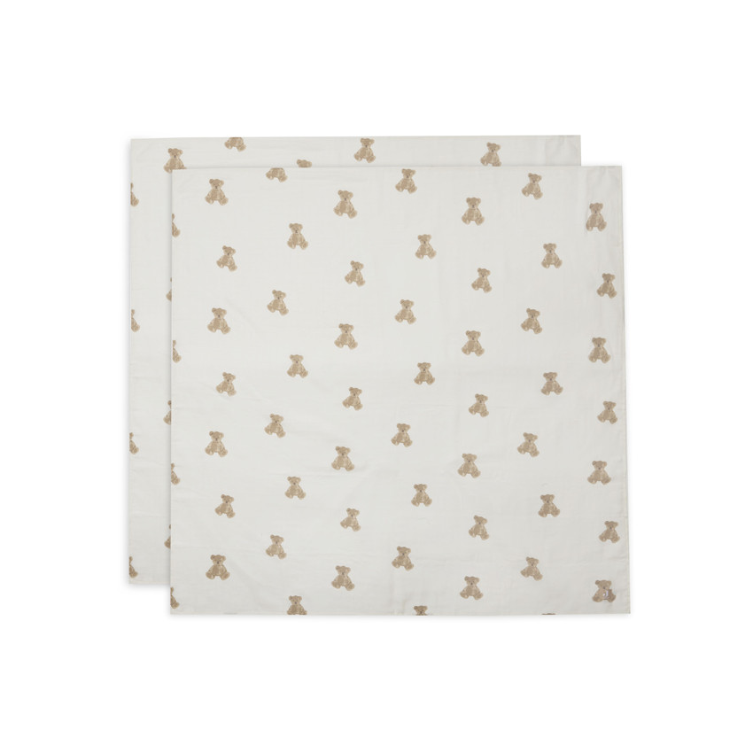 Lot de 2 langes gaze de coton 115x115cm Teddy Bear  