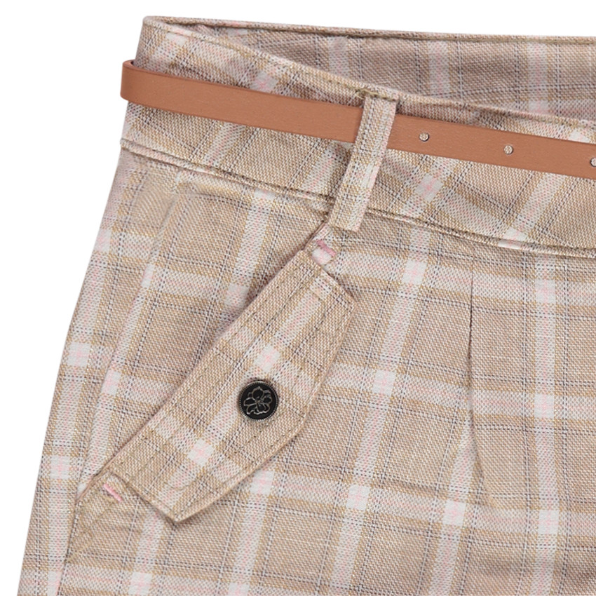 Junior - Short à carreaux et ceinture en simili cuir 