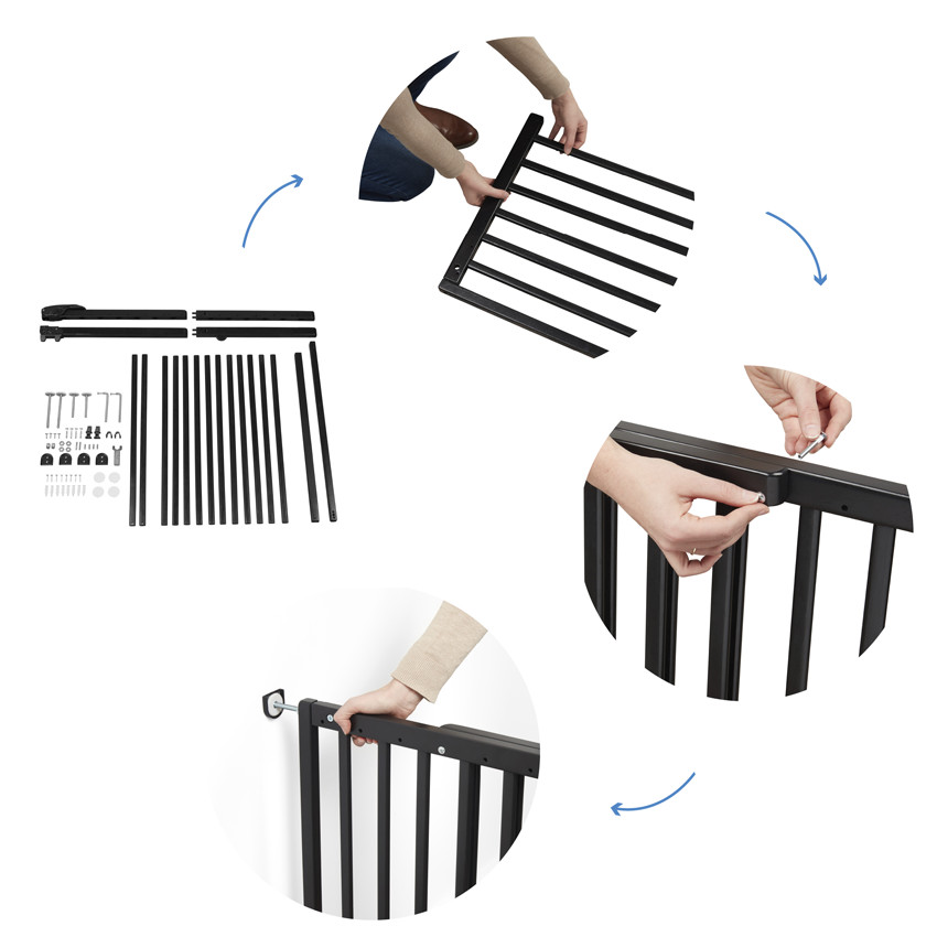 Barrière par pression déco Pop ajustable - Noir 