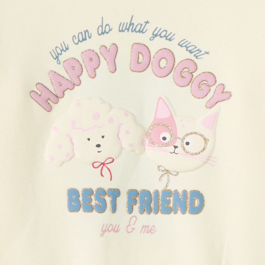 Sweat meisjes met oversized print van een hond en een kat 