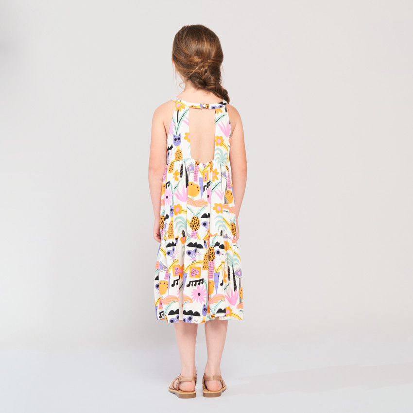 Robe longue imprimée à bretelles pour fille 