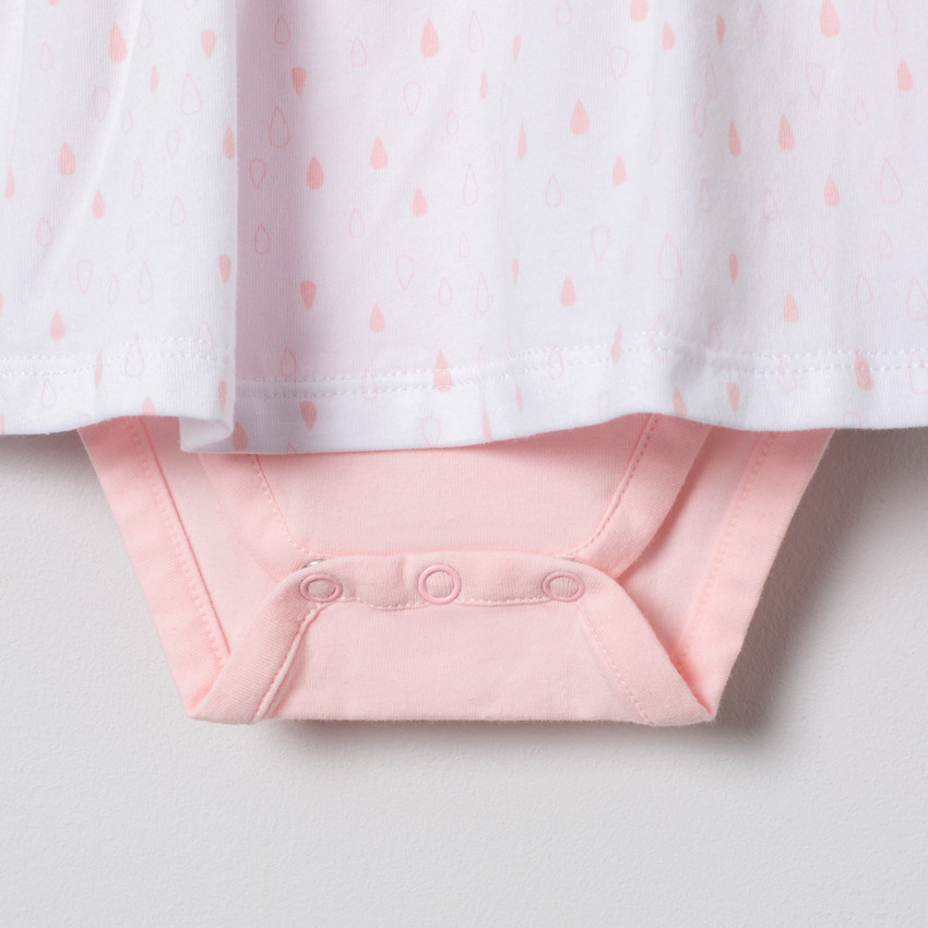 Robe body manches longues en coton bio avec col volanté 